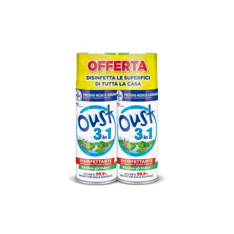 OUST - 3 In 1 Disinfettante - Spray Elimina Odori 2X400 Ml
