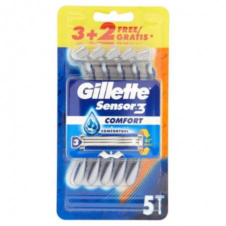 GILLETTE - Sensor 3 Comfort - Rasoio Da Uomo Usa E Getta 5 Lamette