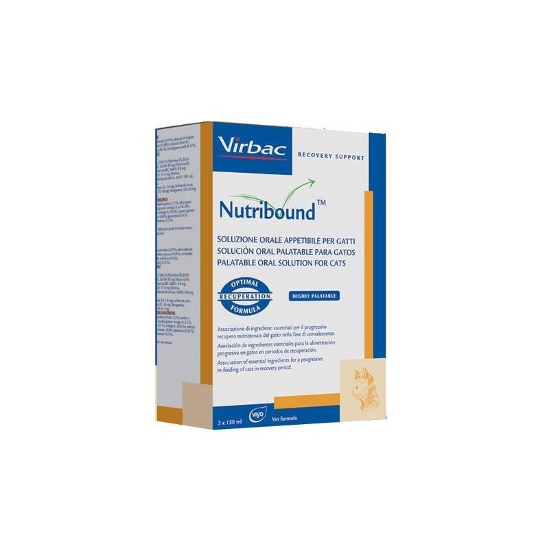 VIRBAC - Nutribound Gatti 3 Flaconi da 150 ml - Recupero nutrizionale dalla convalescenza