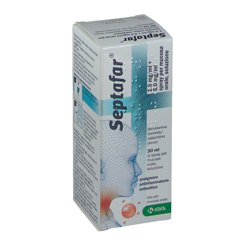 KRKA - Septafar Spray per mucosa orale 30 ml - Analgesico antinfiammatorio antisettico
