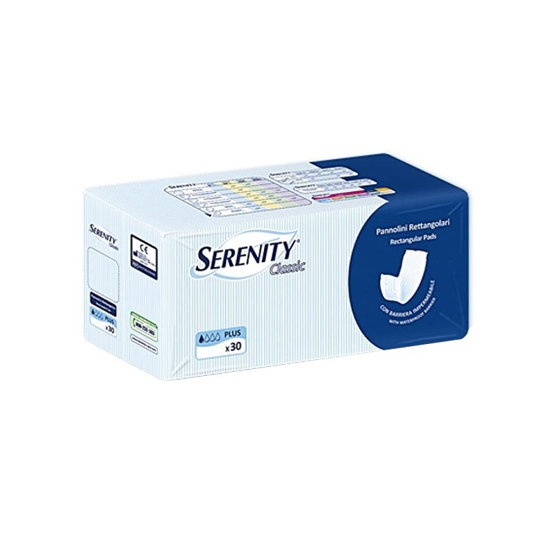 SERENITY Incontinence Pad Rectangular With Barriers 30 Pieces