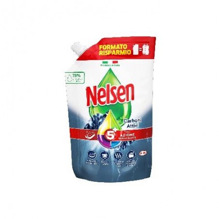 NELSEN - Carboni attivi - Ricarica detersivo per piatti delicato 1.8 l