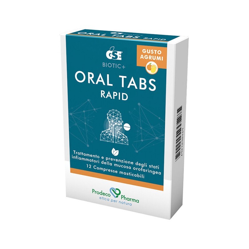 PRODECO PHARMA - Gse Oral Tabs Rapid Gusto agrumi - 12 compresse per la mucosa orofaringea infiammata