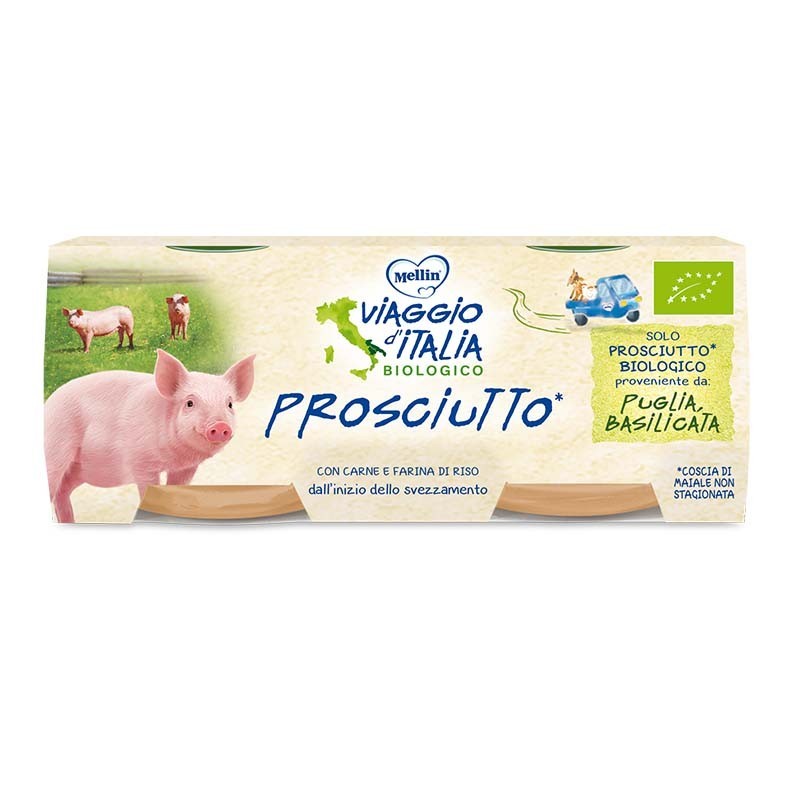 Mellin Omogeneizzato Di Prosciutto Per Bambini 2 Vasetti gr. 80