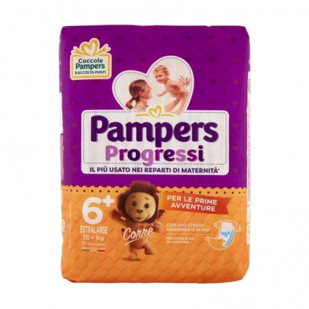 Pampers - Progressi Corre Extra Large - 17 pannolini taglia 6+ per bambini da 16 kg