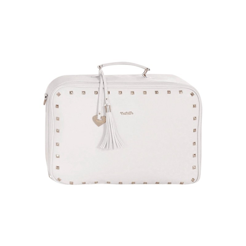 Colette - borsa mamma borchiata in ecopelle - bianco