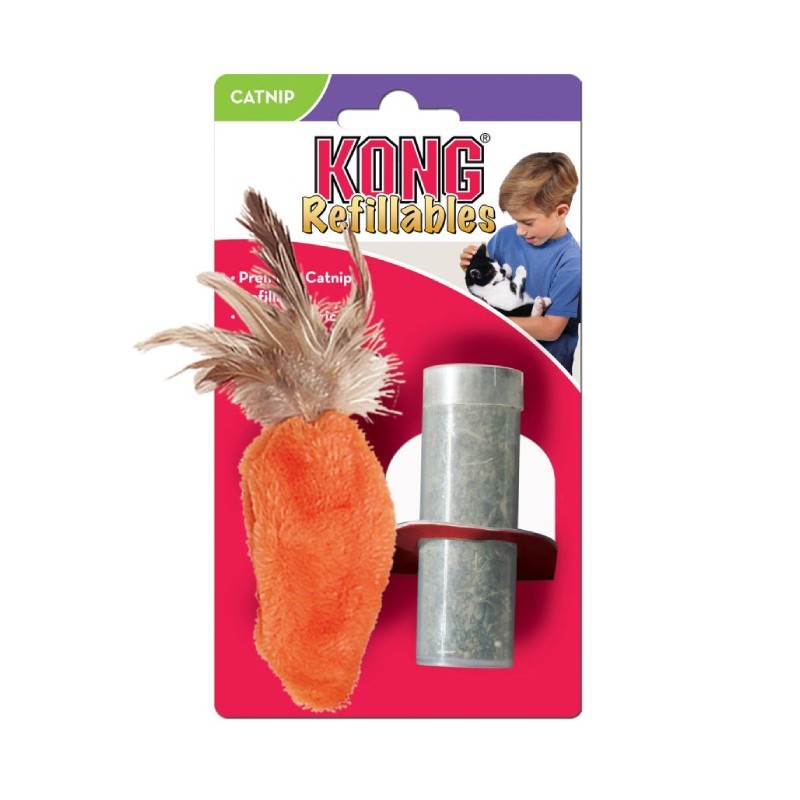 KONG Refillables Feather Top Carrot - Plush toy for cats
