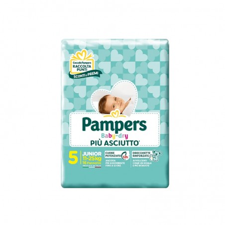 Pampers - Baby Dry Junior - 16 Pannolini Taglia 5 Da 11 A 25 Kg