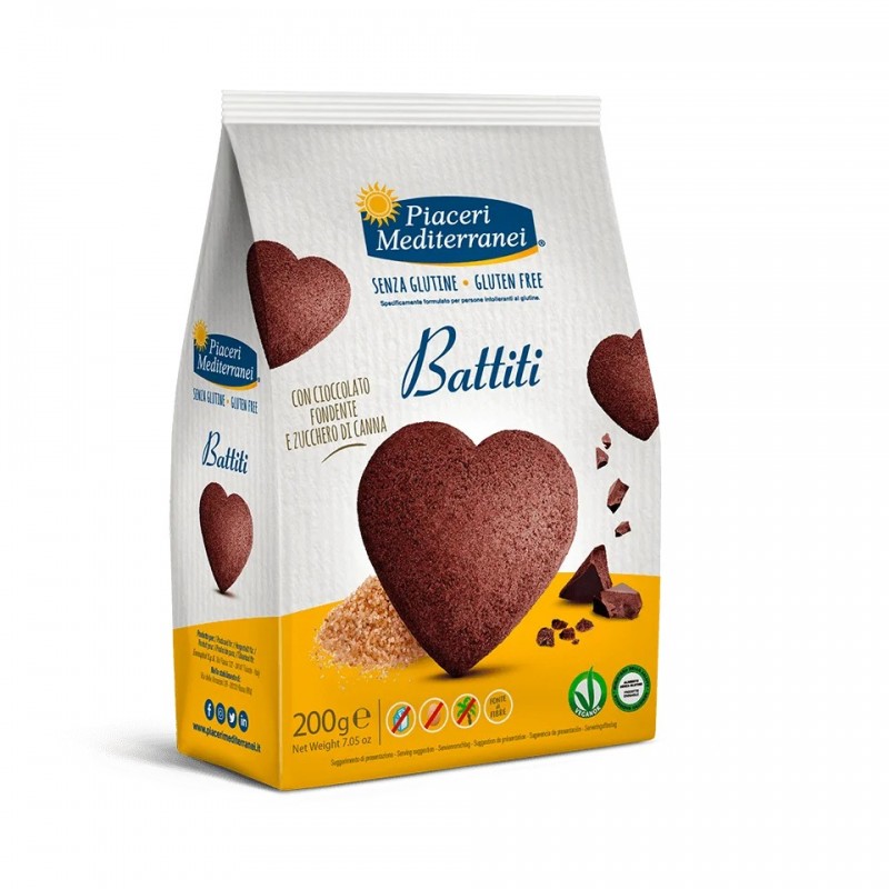 PIACERI MEDITERRANEI Battiti - biscotti al cacao privi di glutine 200 g