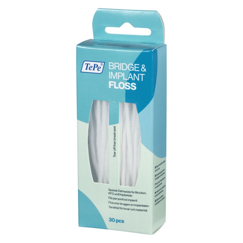 TEPE Bridge & Implant Floss - 30 dental floss for implants and bridges