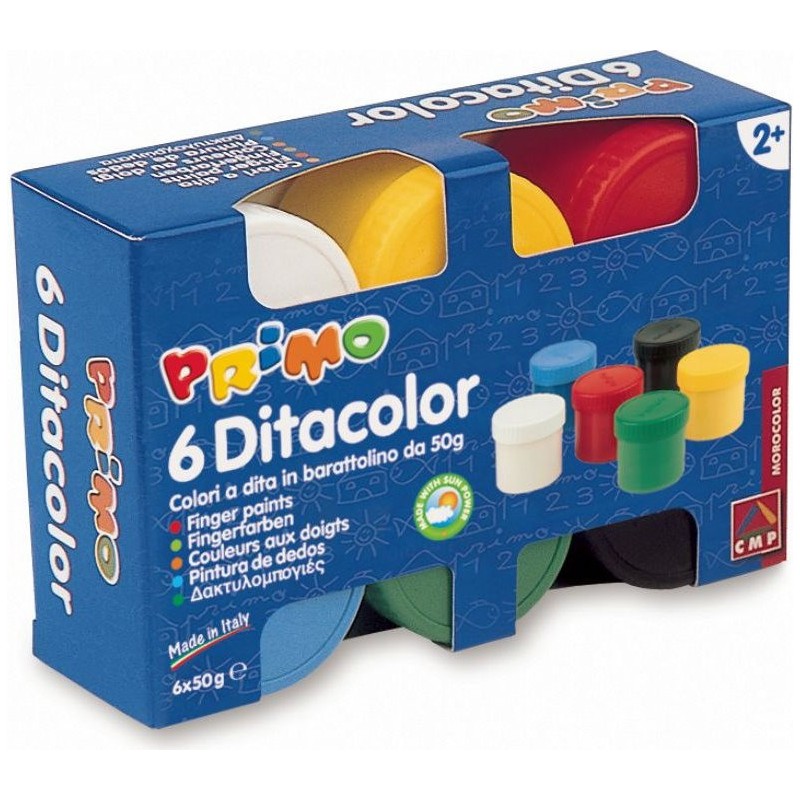 PRIMO MOROCOLOR - Colori A Dita Confezione Da 6 Barattolini Da 50 G