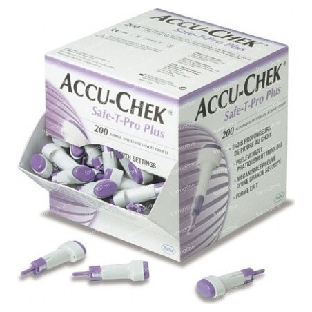 Accu-chek - safe t-pro plus 200 pungidito lancette sterili monouso per la  misurazione della glicemia