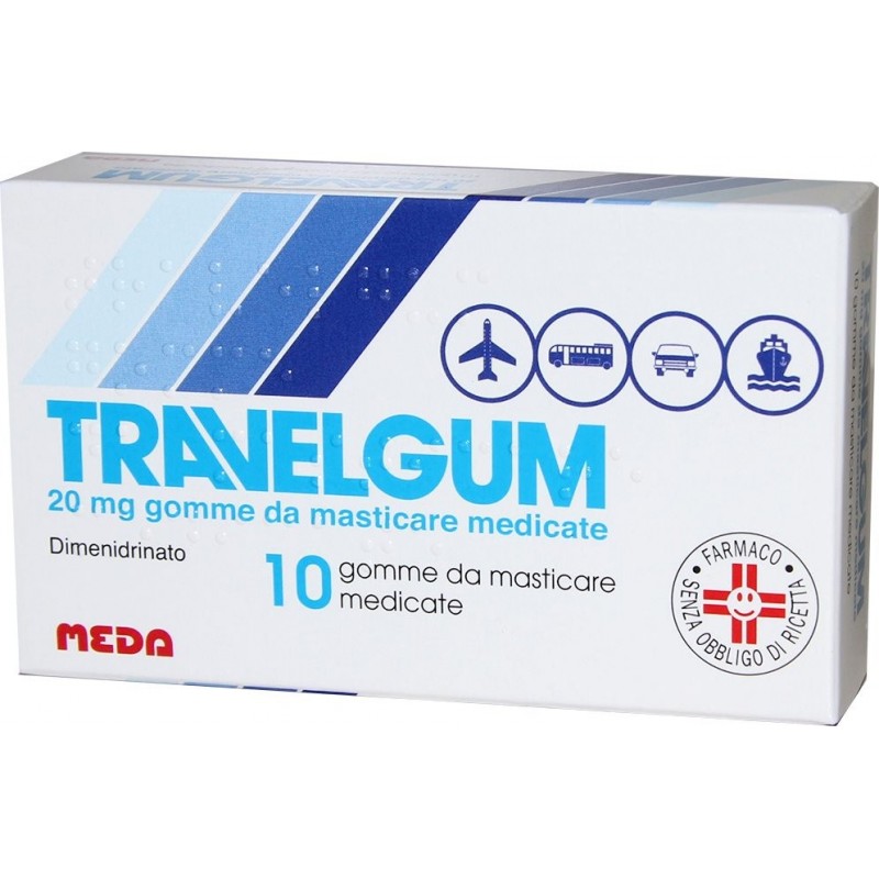 Travelgum 20 Mg - Farmaco Contro Il Mal D'auto - 10 Gomme Da Masticare  Medicate